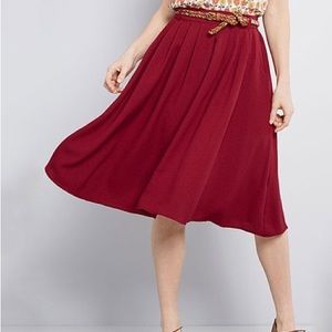 ModCloth Merlot Breathtaking Tiger Lilies Midi Skirt